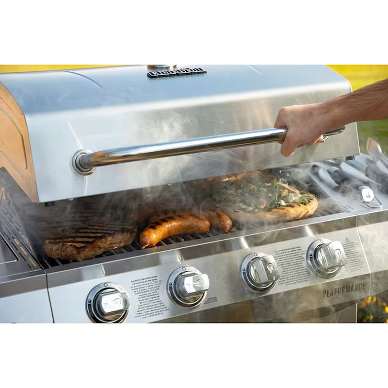 Performance Series Silver 4 -Burner Liquid Propane Gas Grill 1 -Side Burner