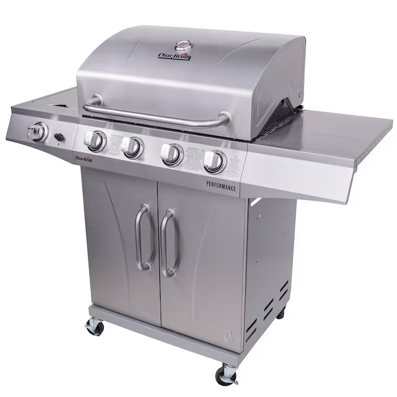 Performance Series Silver 4 -Burner Liquid Propane Gas Grill 1 -Side Burner