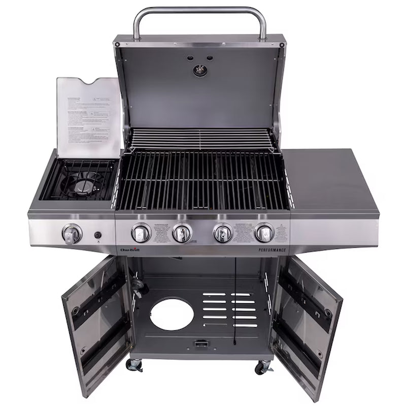Performance Series Silver 4 -Burner Liquid Propane Gas Grill 1 -Side Burner