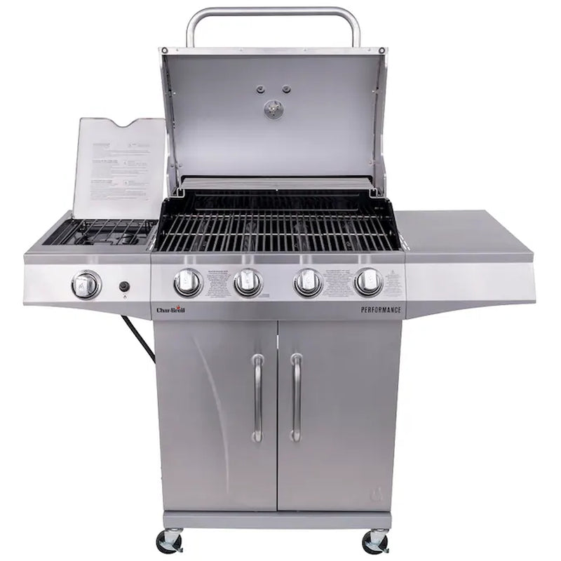 Performance Series Silver 4 -Burner Liquid Propane Gas Grill 1 -Side Burner