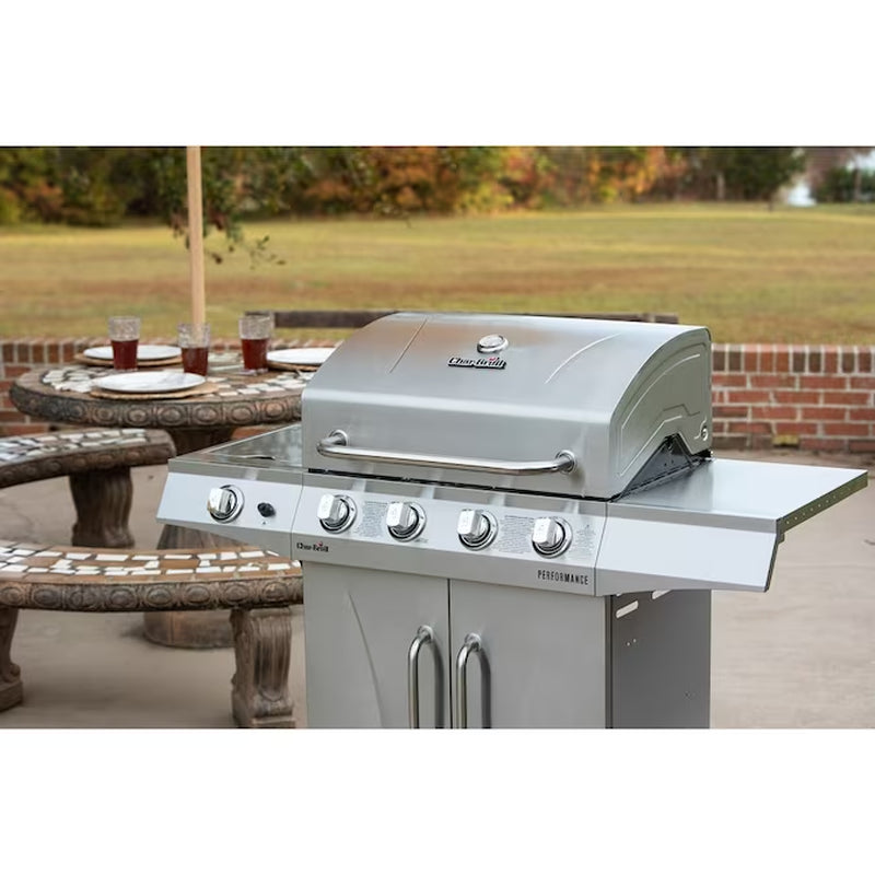 Performance Series Silver 4 -Burner Liquid Propane Gas Grill 1 -Side Burner