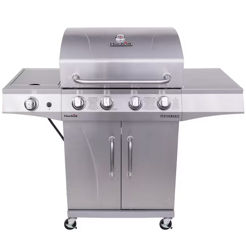 Performance Series Silver 4 -Burner Liquid Propane Gas Grill 1 -Side Burner
