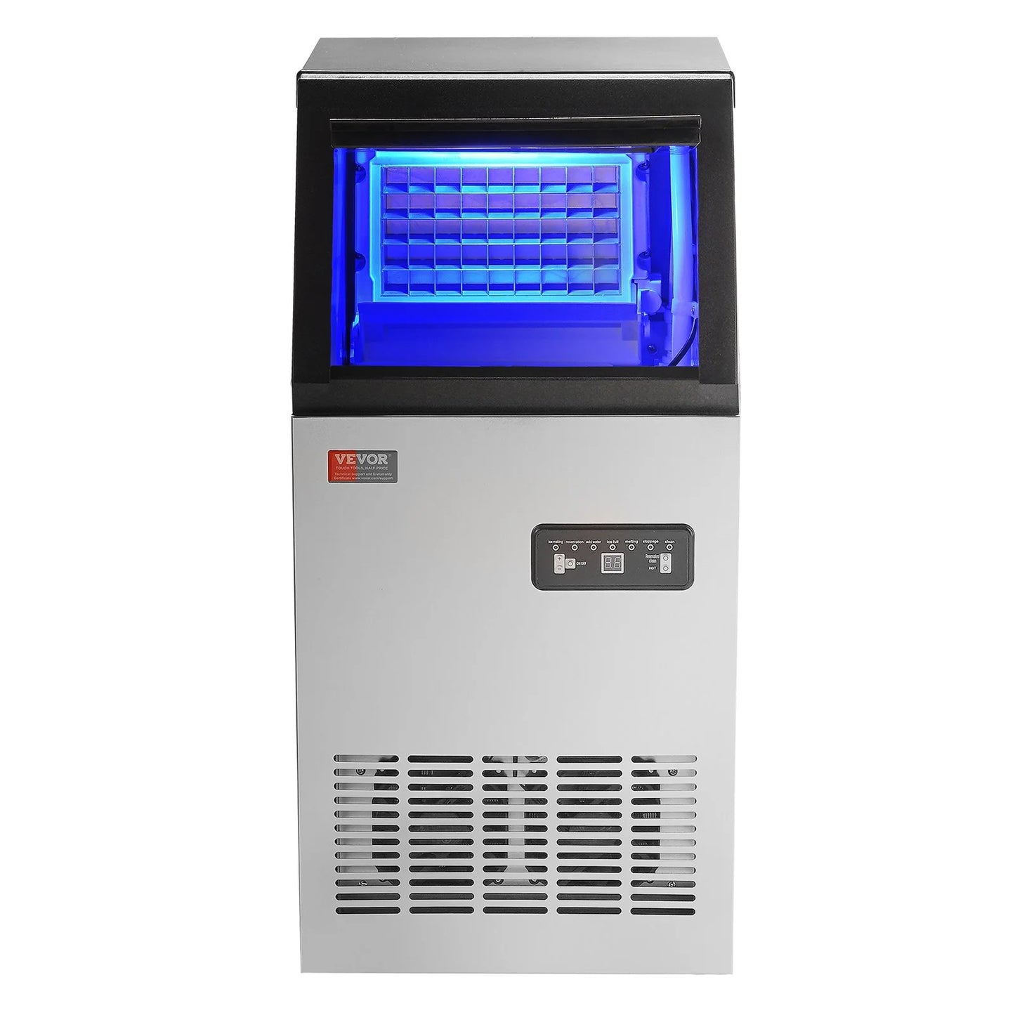 VEVOR Commercial Ice Maker, 80Lbs/24H, Ice Maker Machine, 40 Ice Cubes in 12-15 Minutes, Freestanding Cabinet Ice Maker with 27.5Lbs Storage Capacity LED Digital Display, for Bar Home Office Restaurant