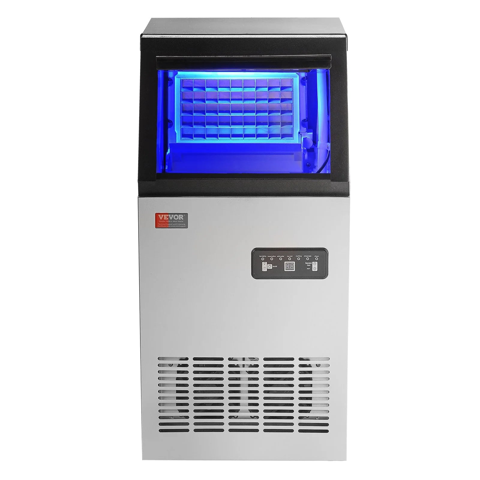 VEVOR Commercial Ice Maker, 80Lbs/24H, Ice Maker Machine, 40 Ice Cubes in 12-15 Minutes, Freestanding Cabinet Ice Maker with 27.5Lbs Storage Capacity LED Digital Display, for Bar Home Office Restaurant